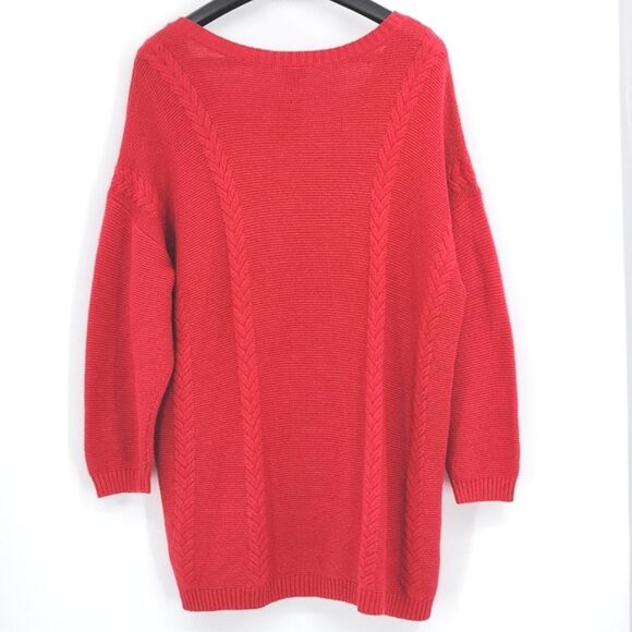 Torrid Cable Knit Sweater Tunic Womens Size 4X Red Fall Winter Preppy Christmas - Picture 3 of 8